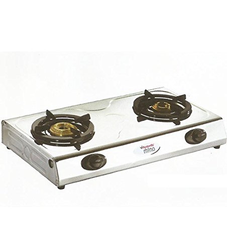 Butterfly Rhino Stainless Steel 2 Burner Gas Stove - Silver
